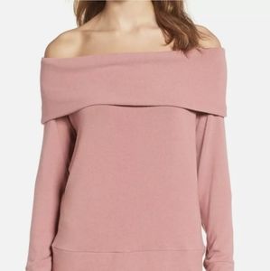 CUPCAKES AND CASHMERE Brooklyn Off the Shoulder size x small soft cozy drop cold